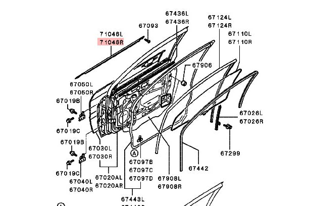 Дверной молдинг Mitsubishi правый - Lancer Evo 7/8/9 CT9A ##868101030 