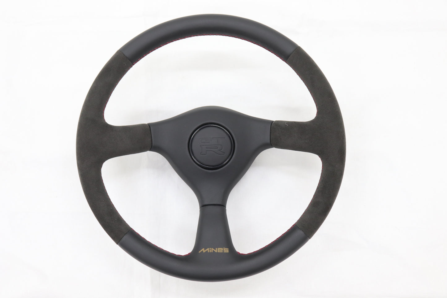 Mine's Leather 355mm Steering Wheel Red Stitch - Skyline BNR32 #875111005